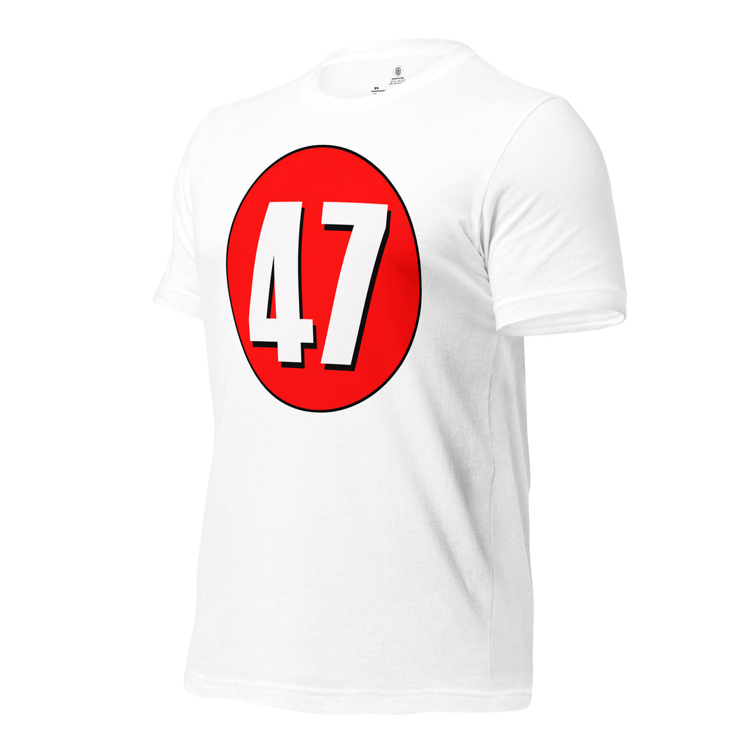 Unisex t-shirt: White on Red 47