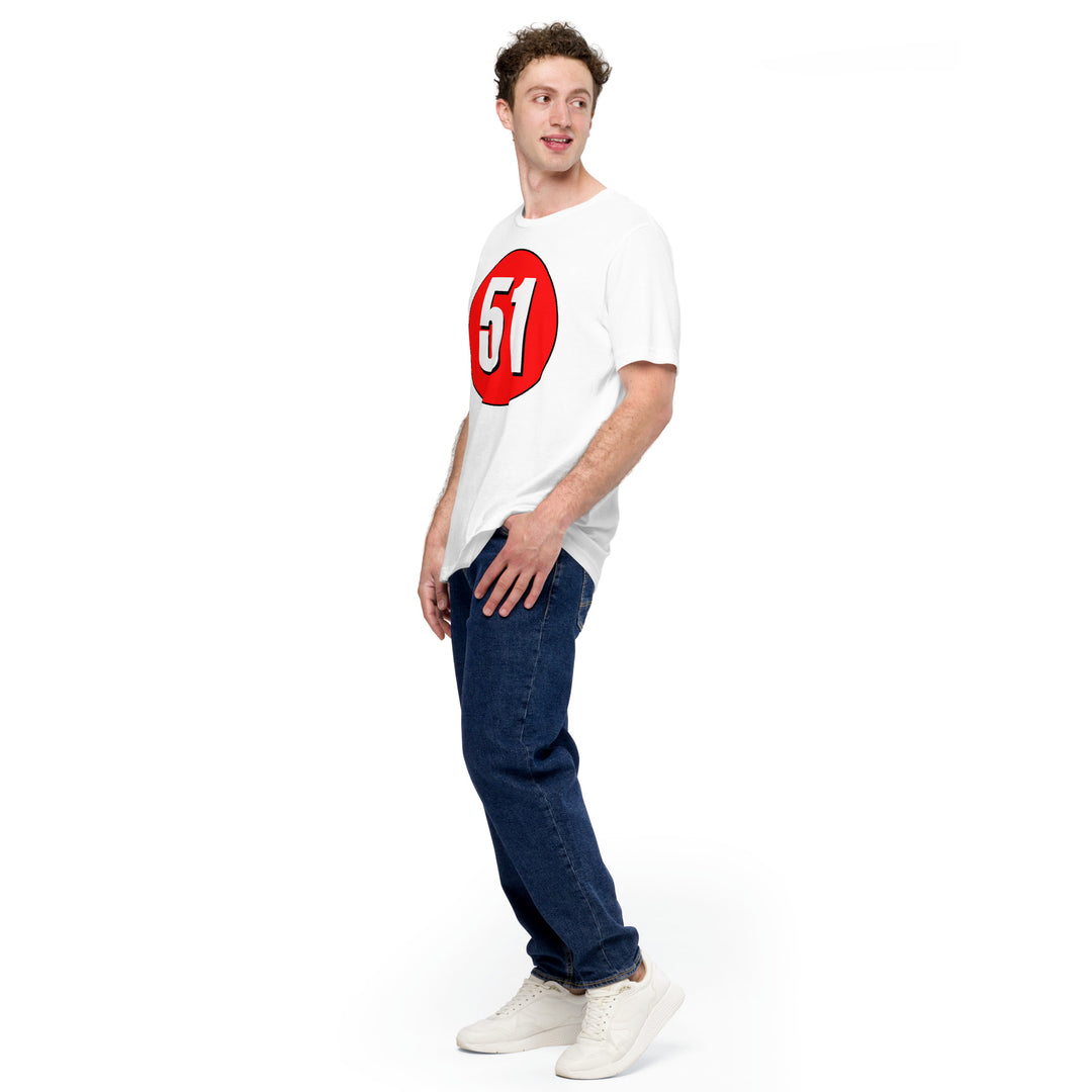 Unisex t-shirt: White on Red 51