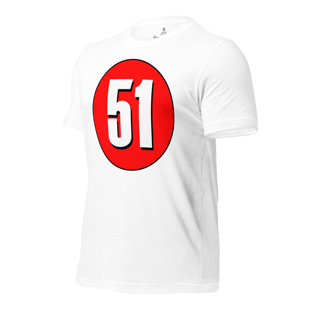 Unisex t-shirt: White on Red 51