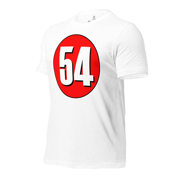 Unisex t-shirt: White on Red 54