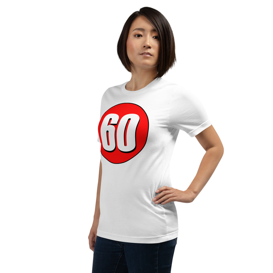 Unisex t-shirt: White on Red 60