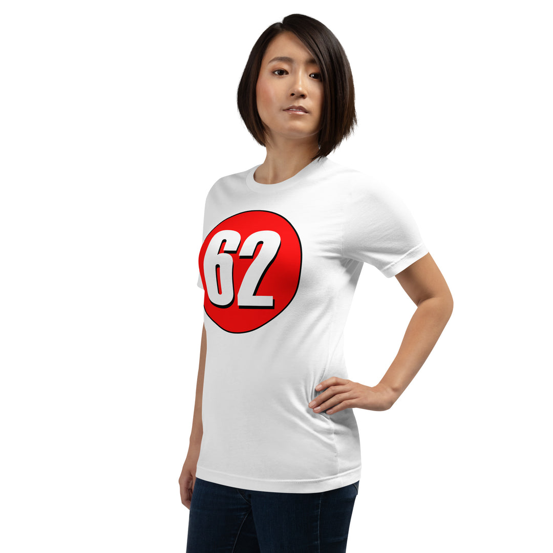 Unisex t-shirt: White on Red 62