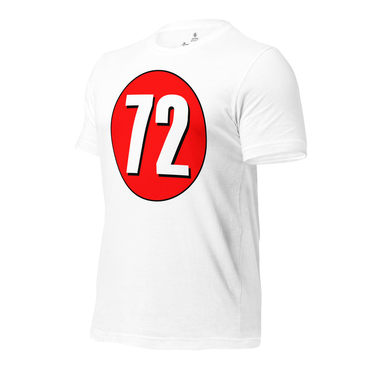 Unisex t-shirt: White on Red 72