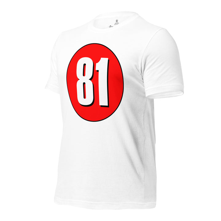 Unisex t-shirt: White on Red 81