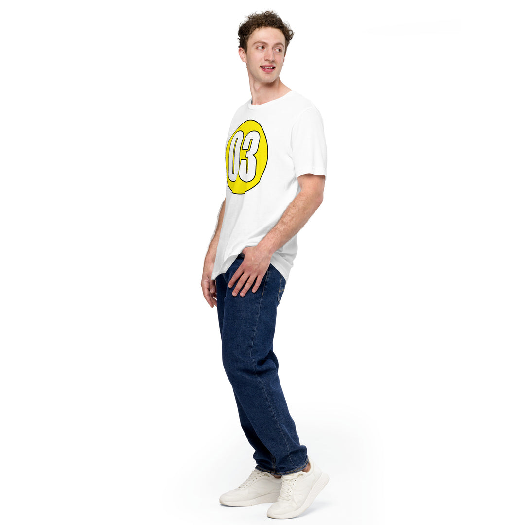 Unisex t-shirt: White on Yellow 03