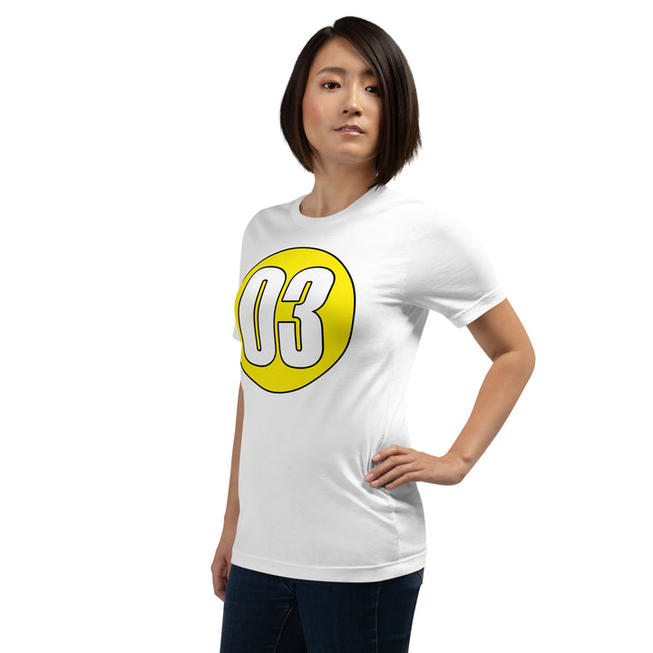 Unisex t-shirt: White on Yellow 03