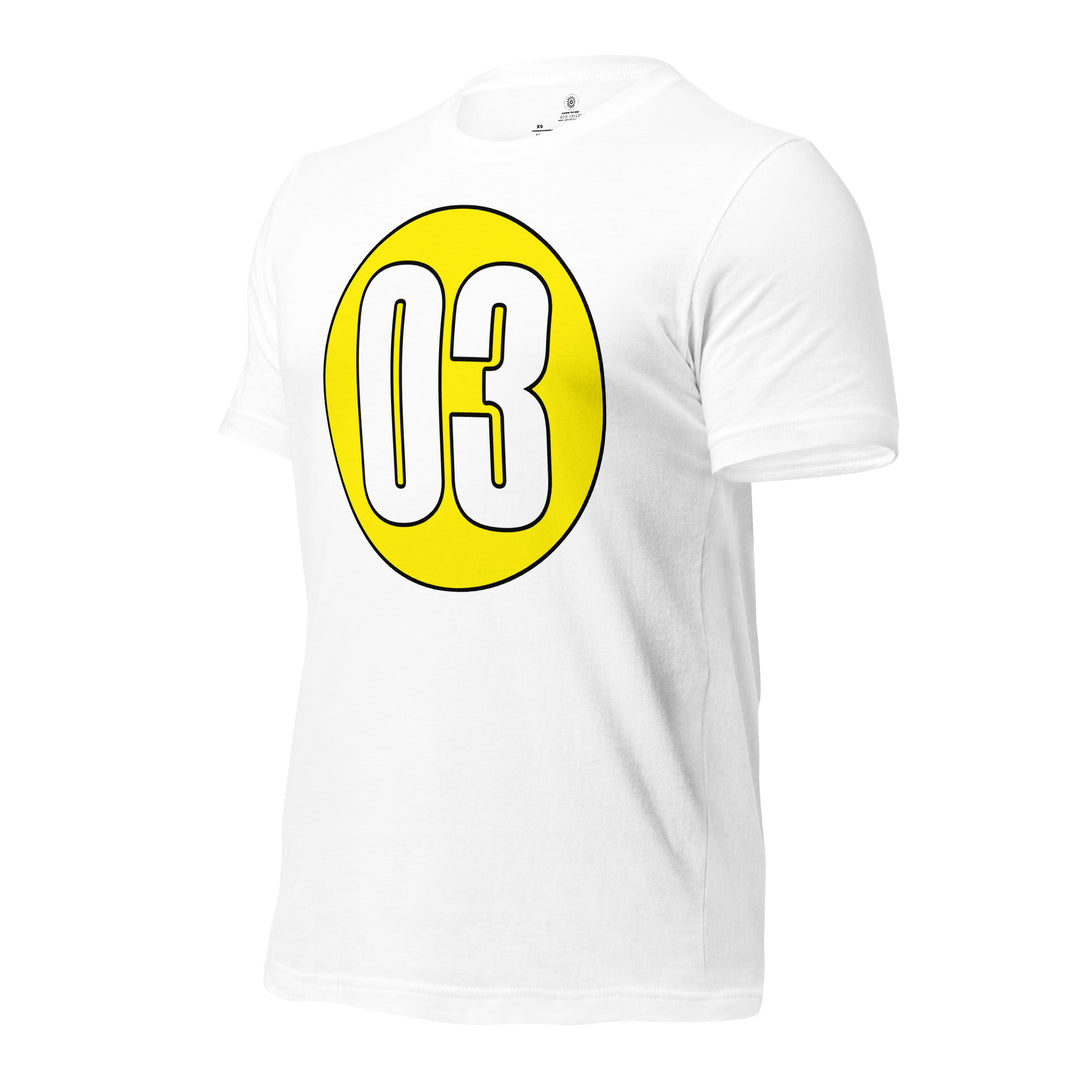 Unisex t-shirt: White on Yellow 03