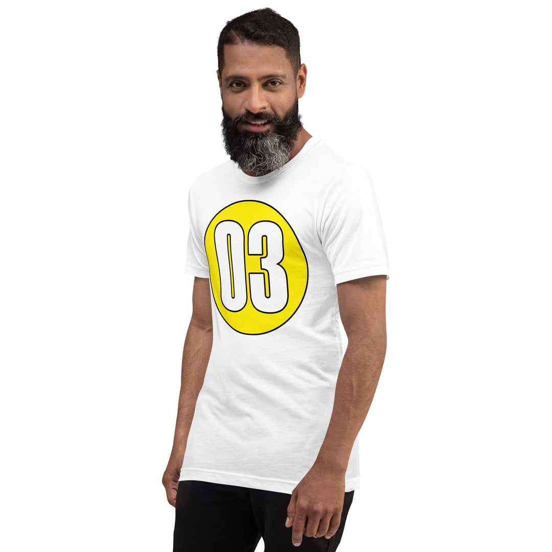 Unisex t-shirt: White on Yellow 03