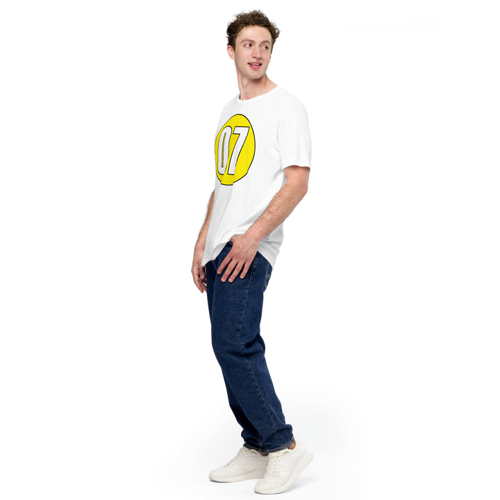 Unisex t-shirt: White on Yellow 07