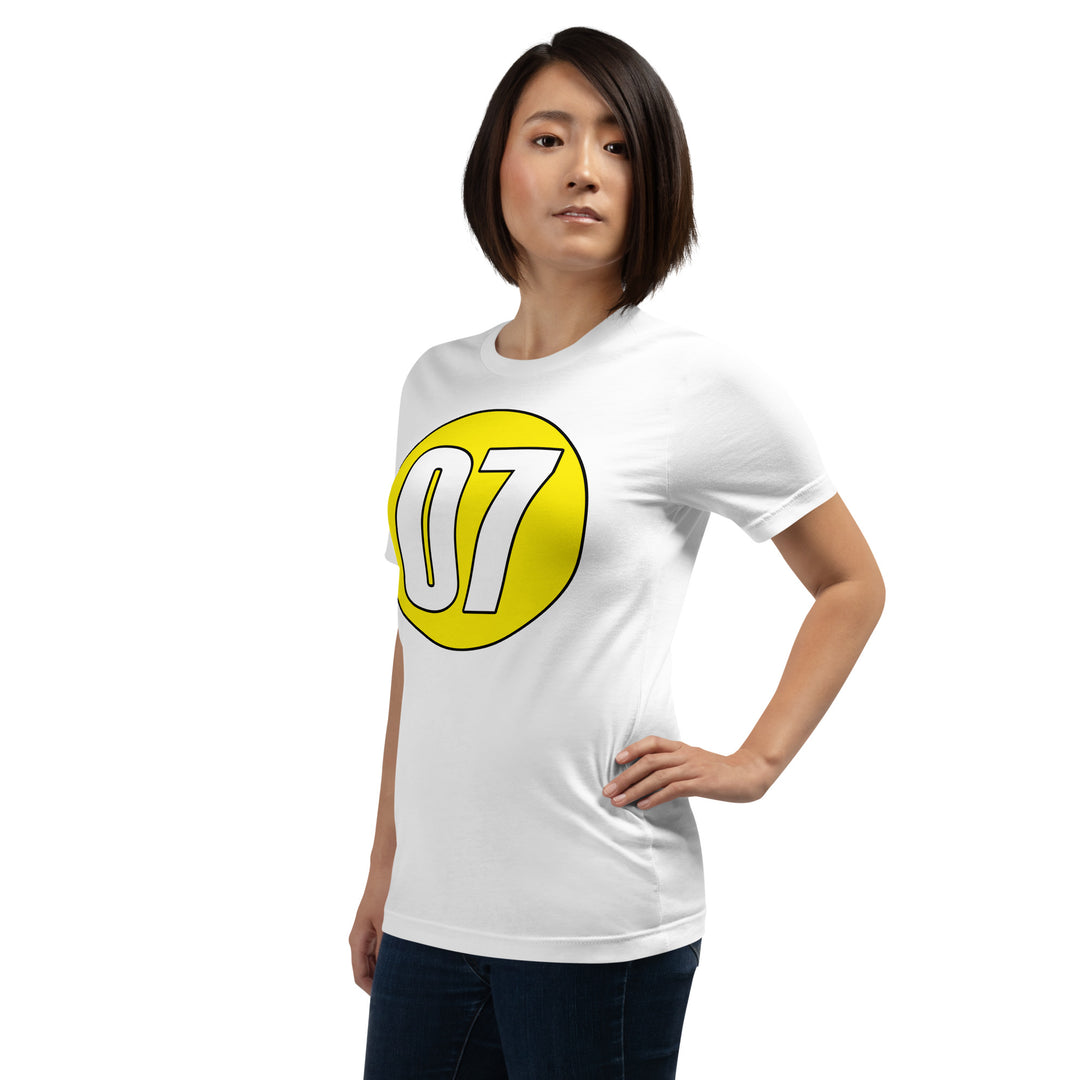 Unisex t-shirt: White on Yellow 07