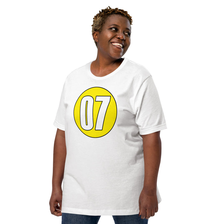 Unisex t-shirt: White on Yellow 07