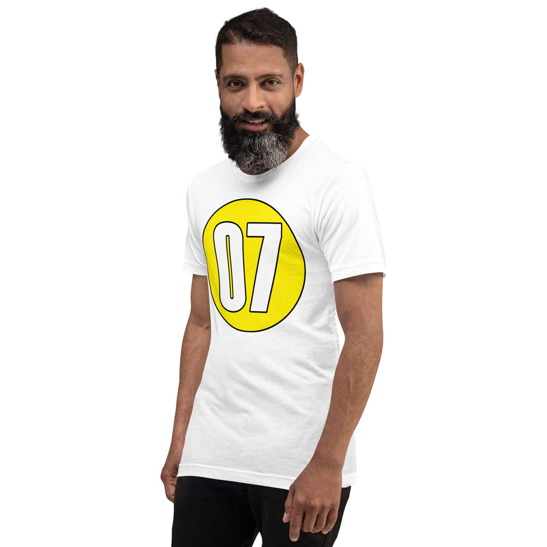 Unisex t-shirt: White on Yellow 07