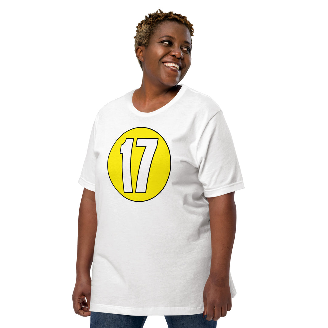 Unisex t-shirt: White on Yellow 17