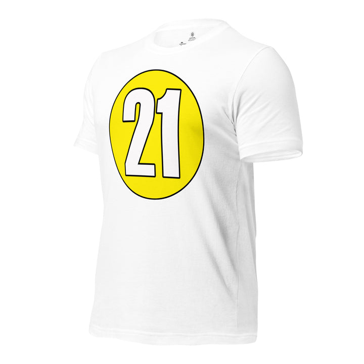 Unisex t-shirt: White on Yellow 21