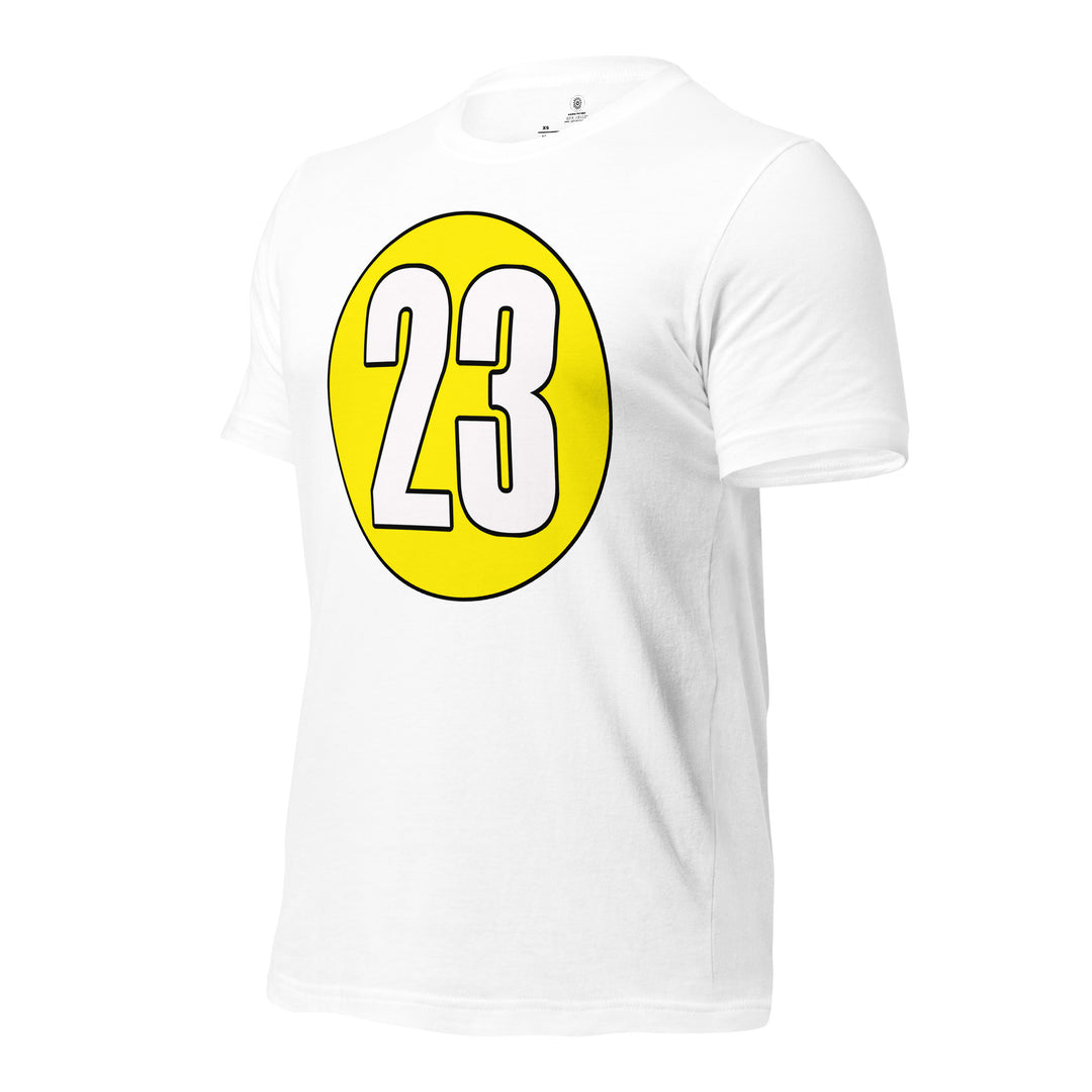 Unisex t-shirt: White on Yellow 23