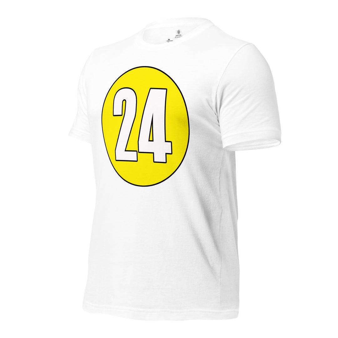 Unisex t-shirt: White on Yellow 24