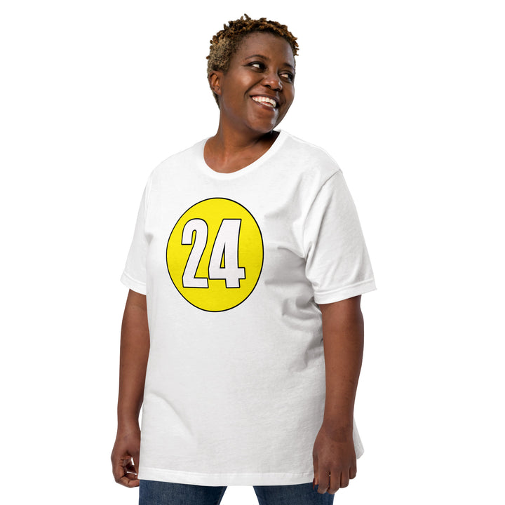 Unisex t-shirt: White on Yellow 24