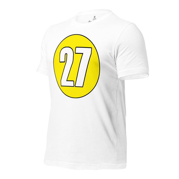 Unisex t-shirt: White on Yellow 27