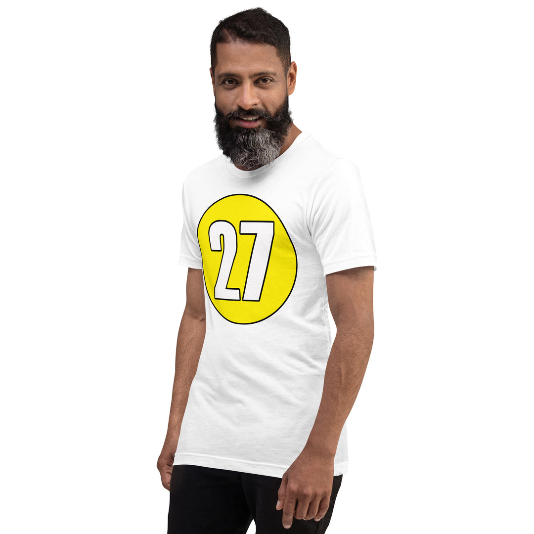 Unisex t-shirt: White on Yellow 27