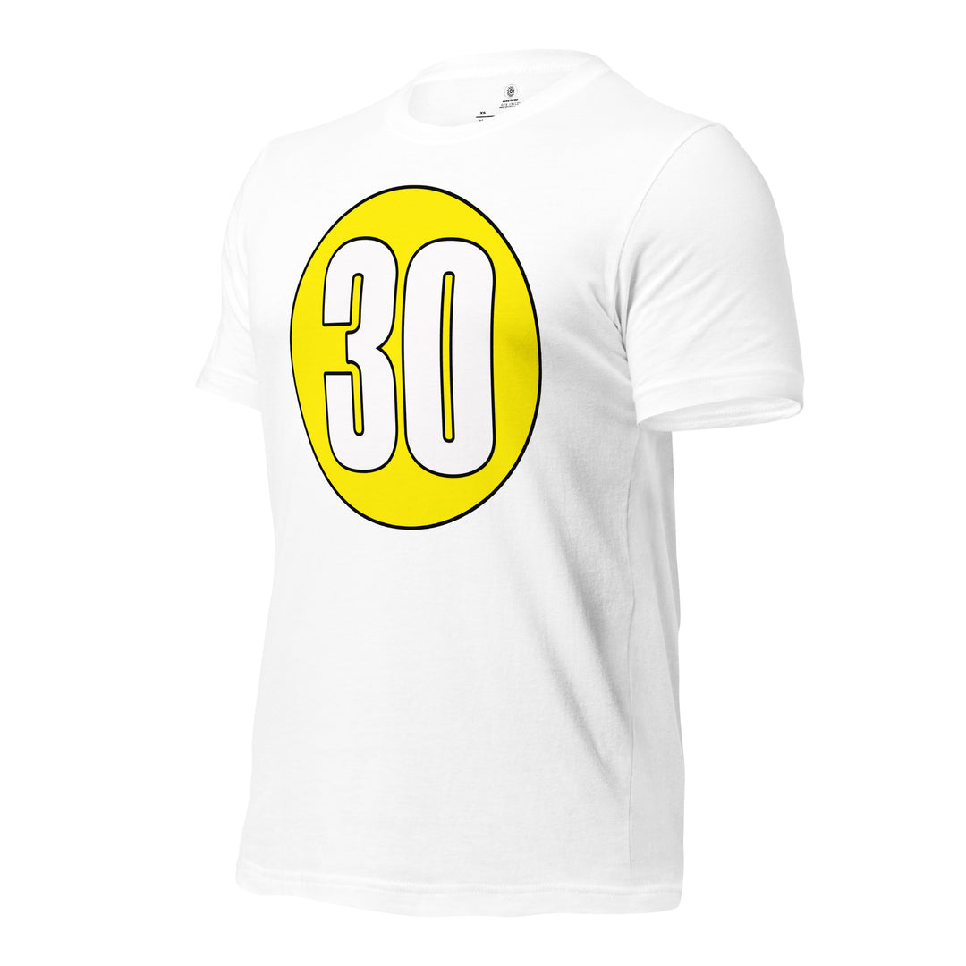 Unisex t-shirt: White on Yellow 30