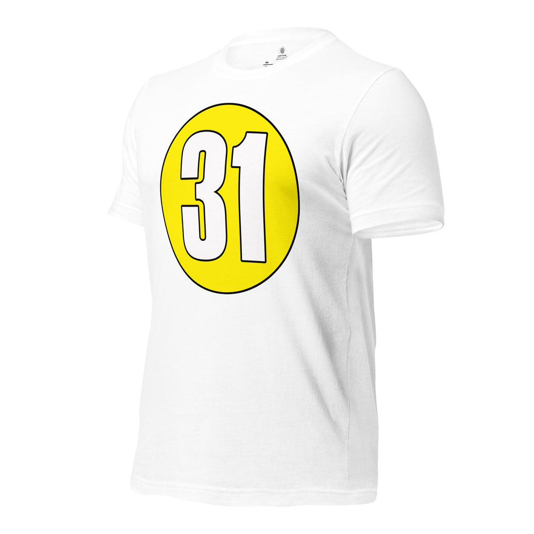 Unisex t-shirt: White on Yellow 31