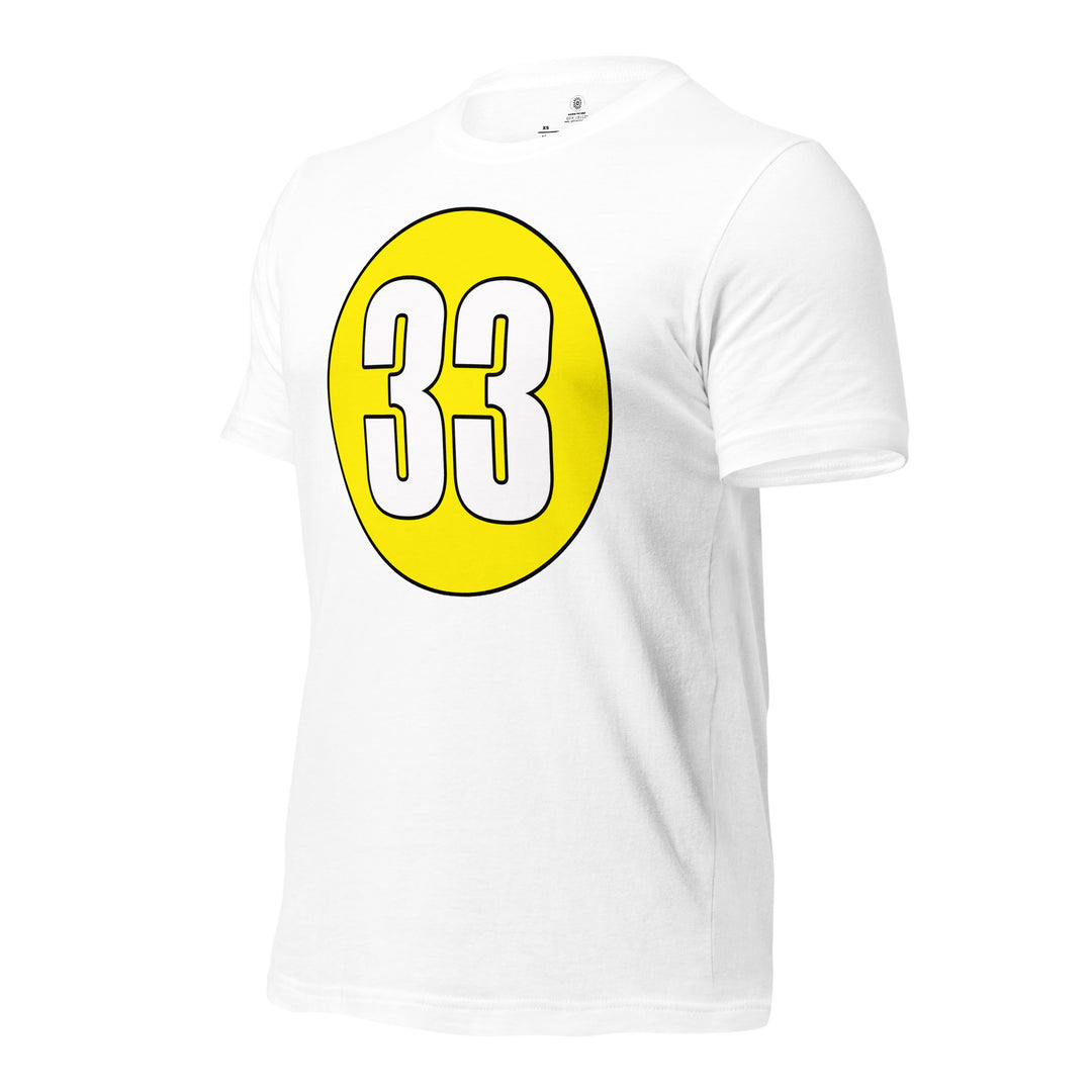 Unisex t-shirt: White on Yellow 33