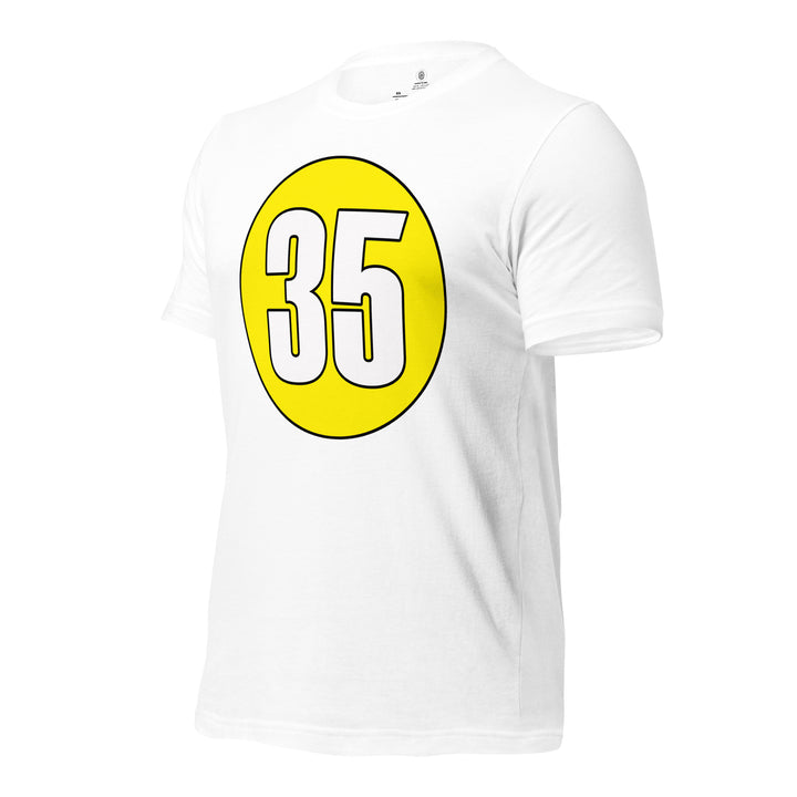 Unisex t-shirt: White on Yellow 35