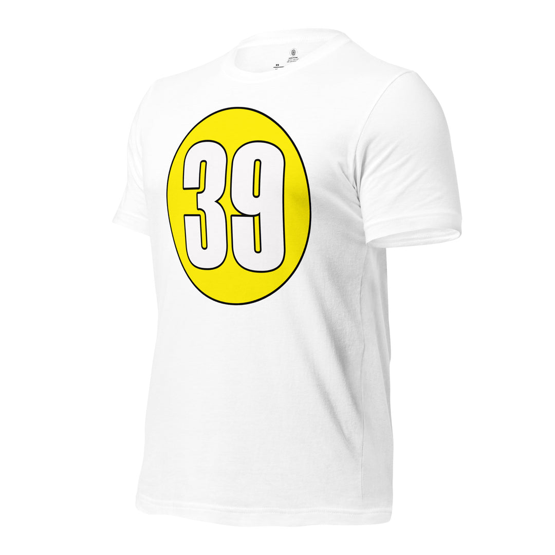 Unisex t-shirt: White on Yellow 39