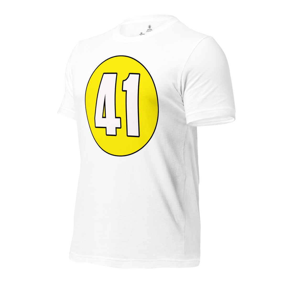 Unisex t-shirt: White on Yellow 41