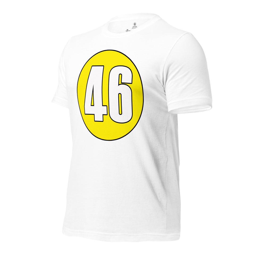 Unisex t-shirt: White on Yellow 46