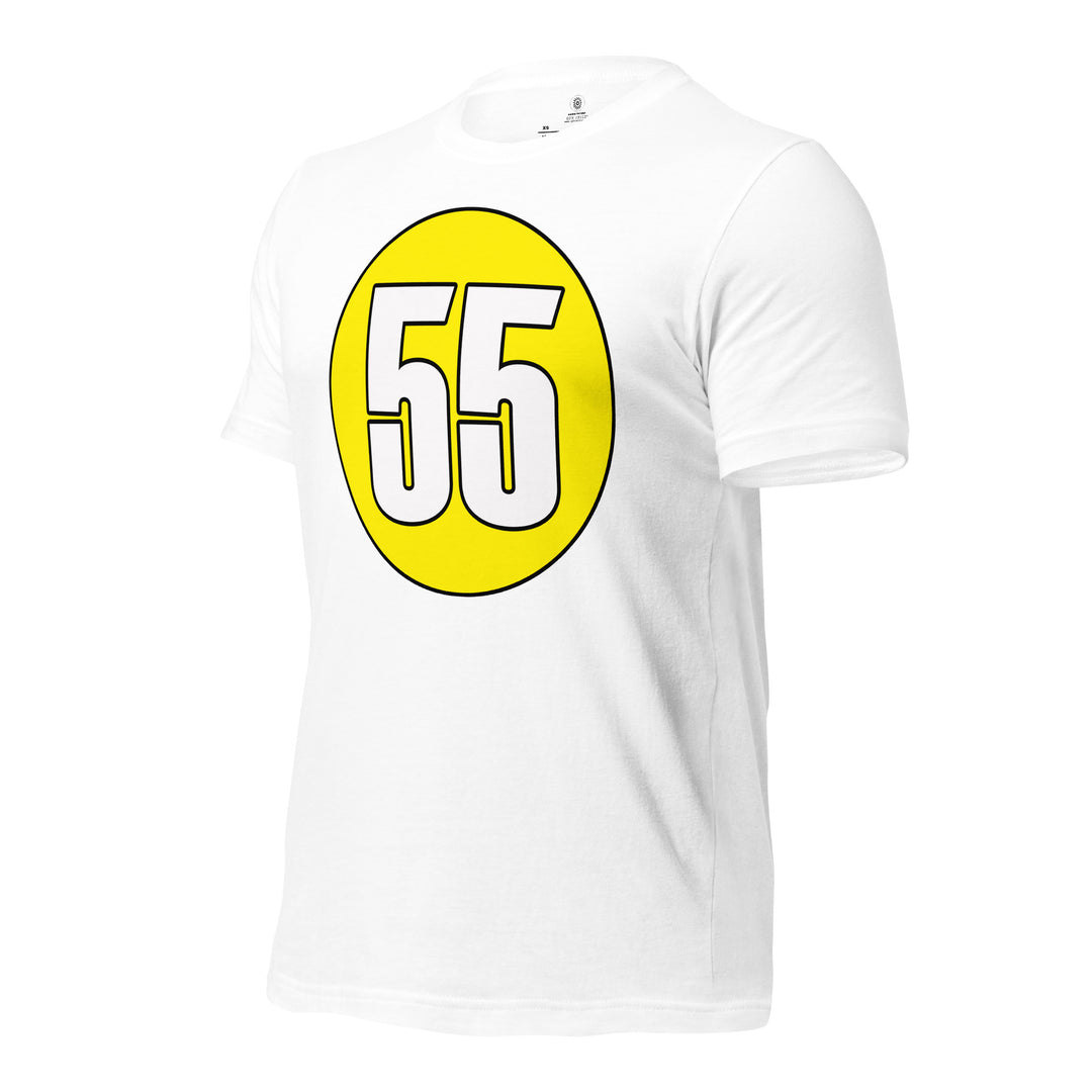 Unisex t-shirt: White on Yellow 55