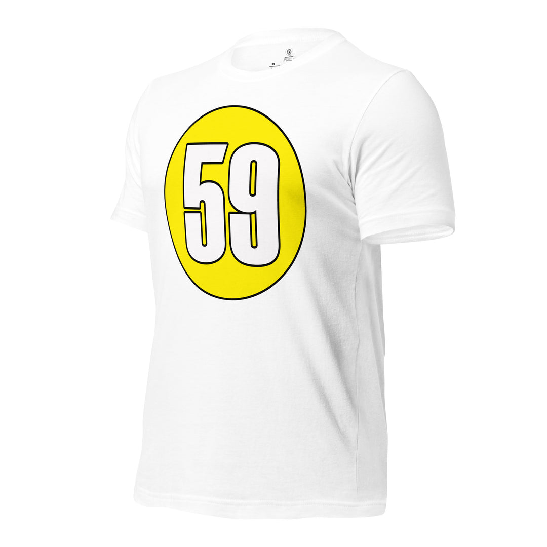 Unisex t-shirt: White on Yellow 59