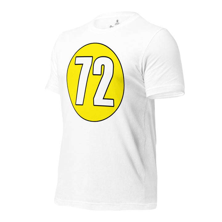 Unisex t-shirt: White on Yellow 72