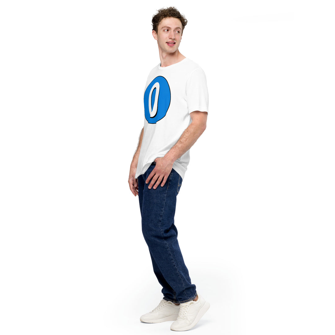 Unisex t-shirt: White on Blue 0