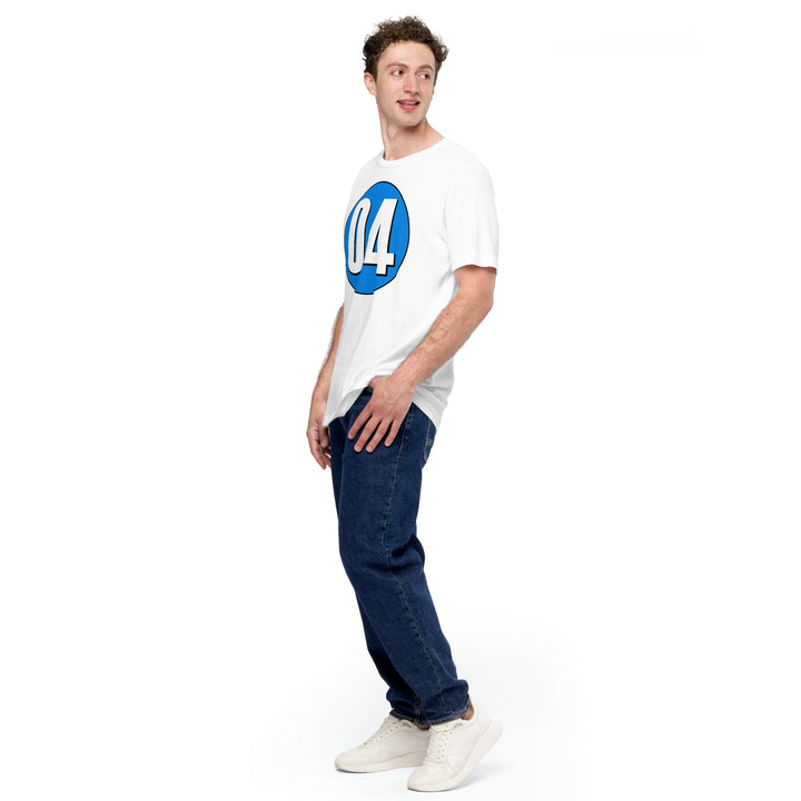 Unisex t-shirt: White on Blue 04