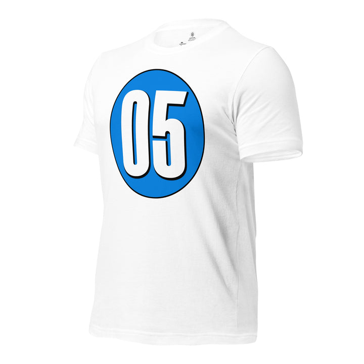 Unisex t-shirt: White on Blue 05