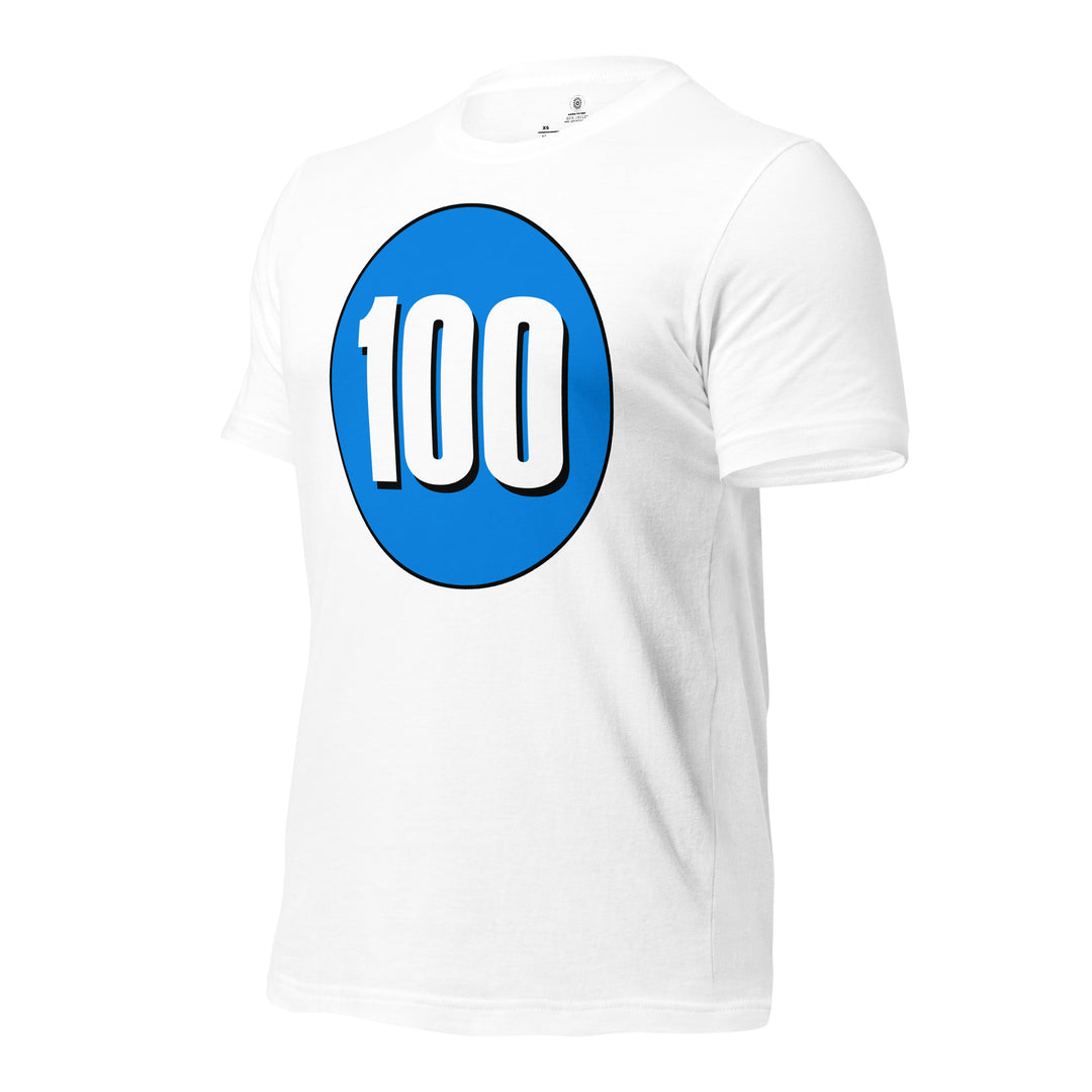 Unisex t-shirt: White on Blue 100