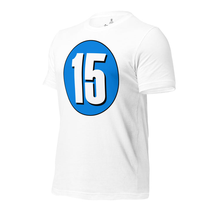 Unisex t-shirt: White on Blue 15