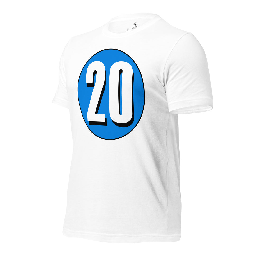 Unisex t-shirt: White on Blue 20