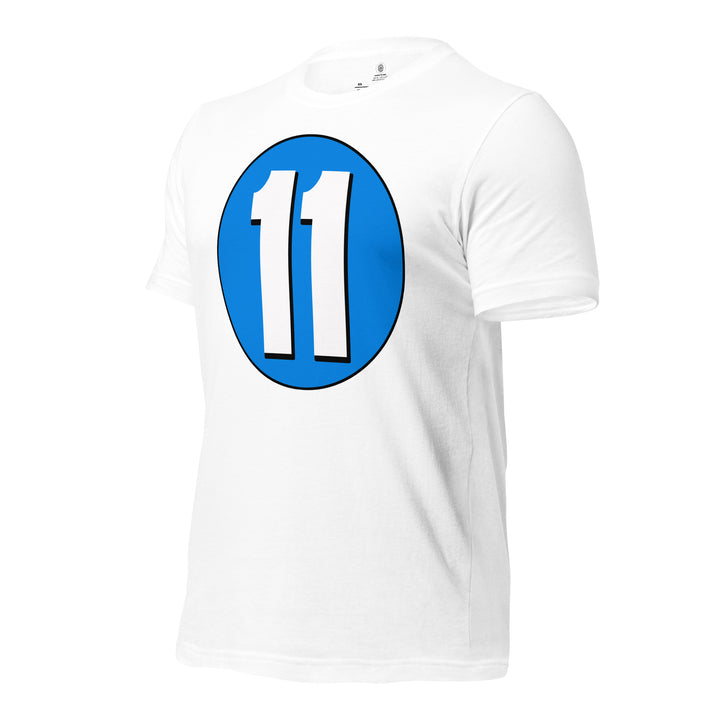 Unisex t-shirt: White on Blue 11