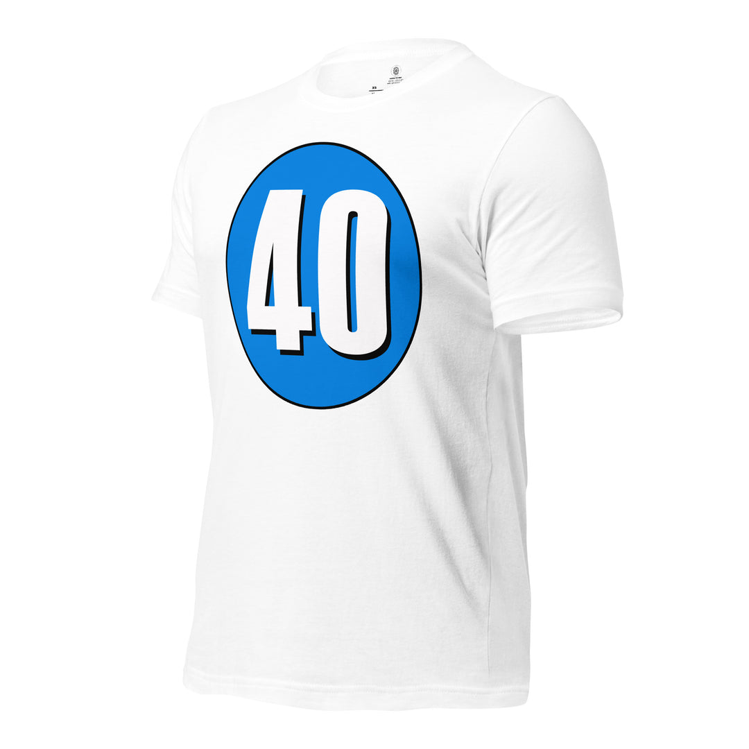 Unisex t-shirt: White on Blue 40