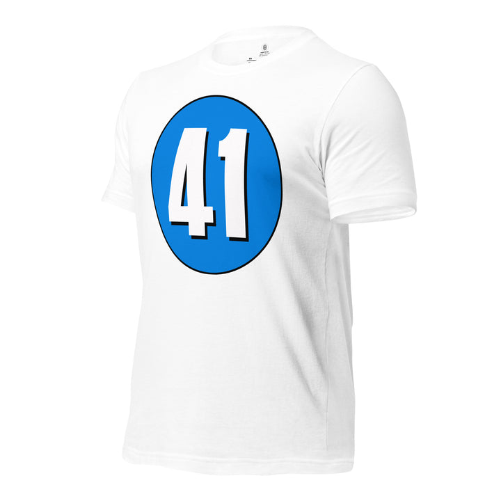 Unisex t-shirt: White on Blue 41