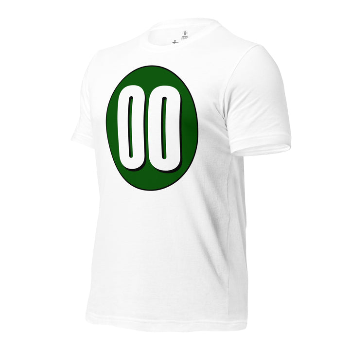 Unisex t-shirt: White on Hunter Green 00