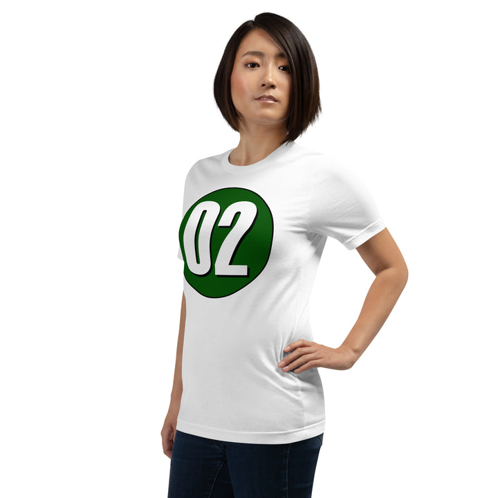 Unisex t-shirt: White on Hunter Green 02