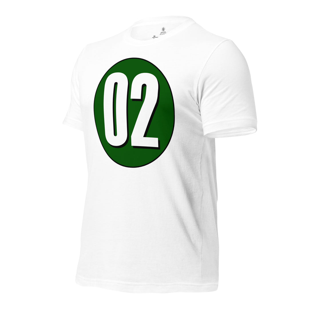 Unisex t-shirt: White on Hunter Green 02