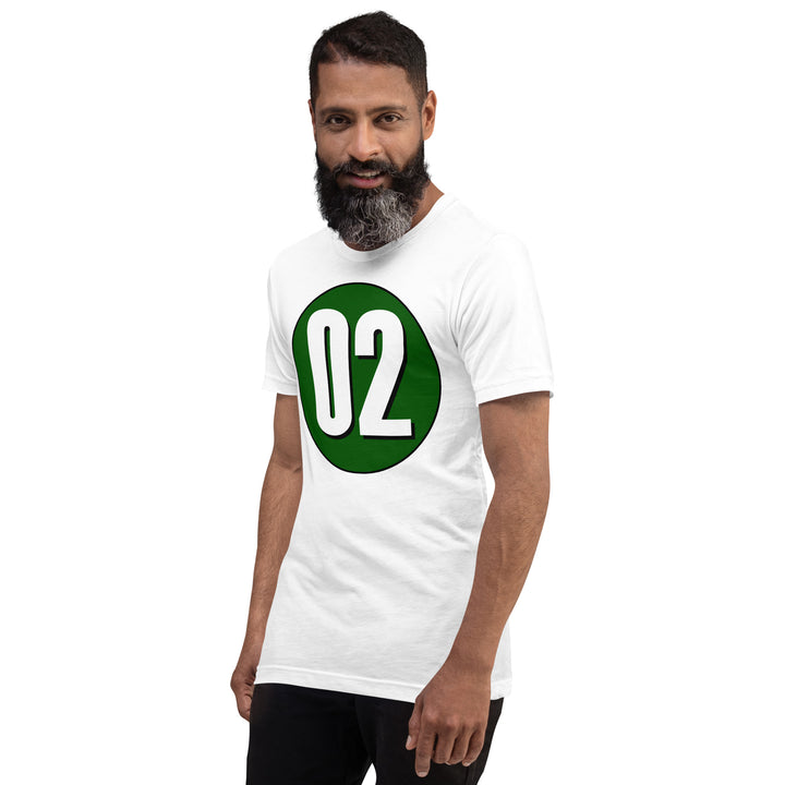 Unisex t-shirt: White on Hunter Green 02