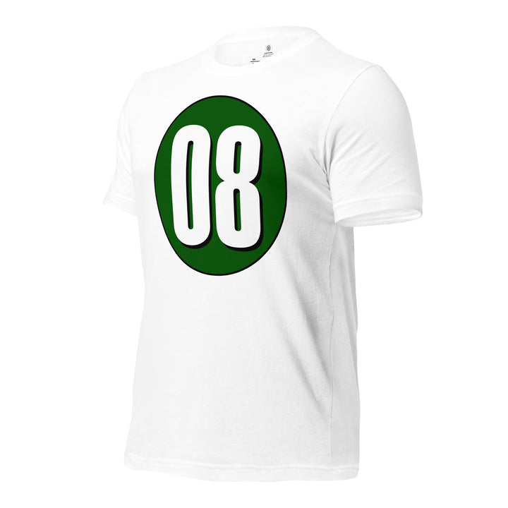 Unisex t-shirt: White on Hunter Green 08