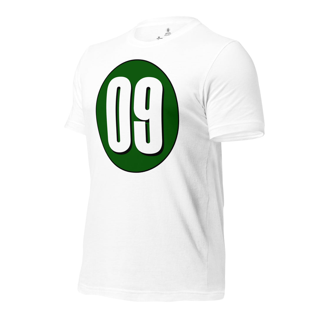 Unisex t-shirt: White on Hunter Green 09