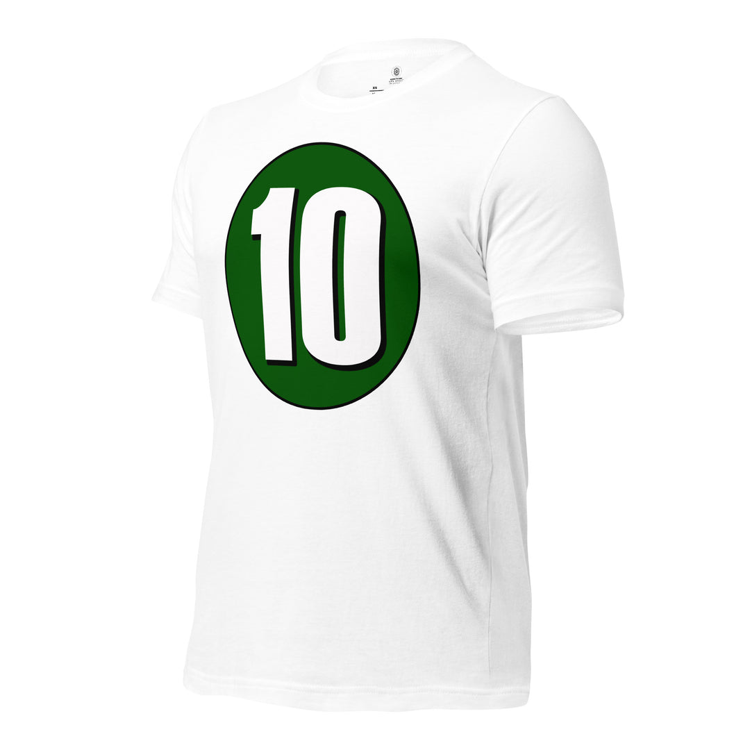 Unisex t-shirt: White on Hunter Green 10