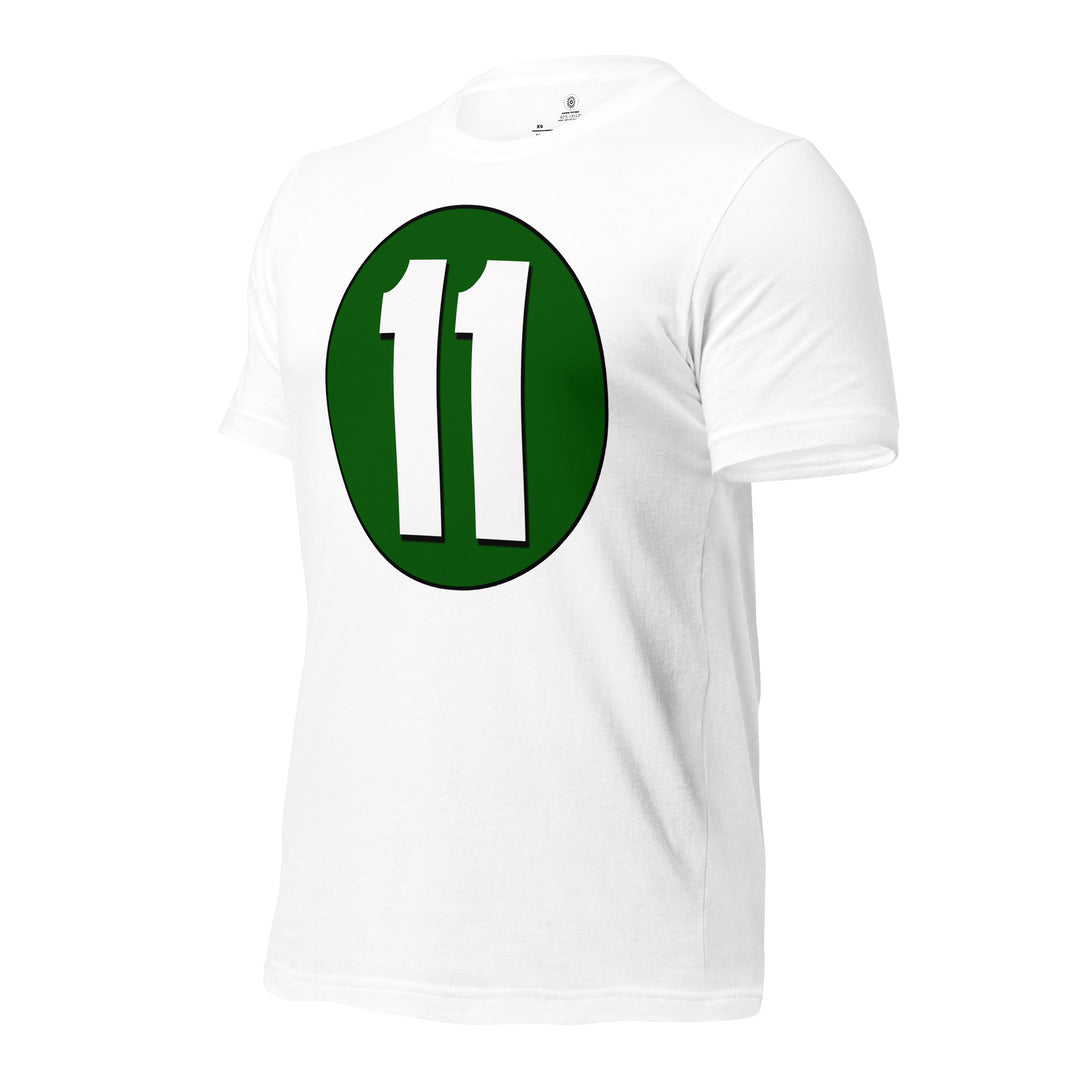 Unisex t-shirt: White on Hunter Green 11